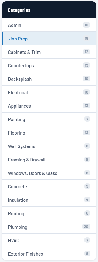 Item database categories — every trade organized in one place